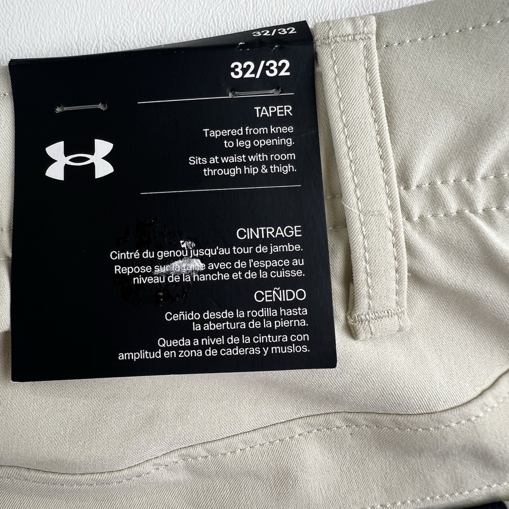 Under Armour Men's Golf Pants 32x32 Beige UA Taper Stretch Golf Performance-NWT - Picture 11 of 13